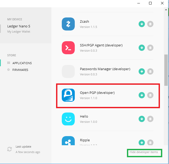 Ledger Nano S with OpenPGP